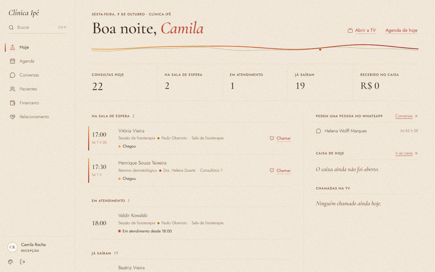 A visão do dia da recepção